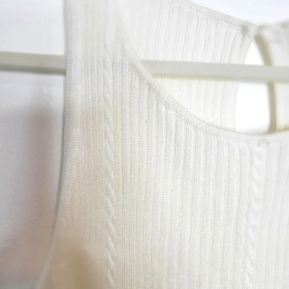 Cream Color Neutral Fine Knit Sweater Dress Women's Size Medium - Picture 13 of 13